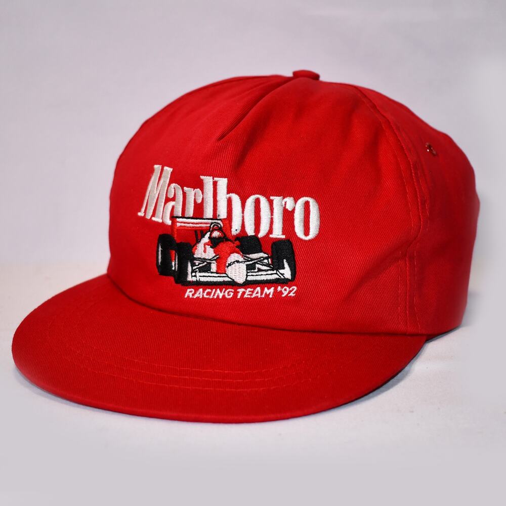 Vintage Marlboro '92 Racing Team F1 Motorsport Snapback Hat Red Cap Rare 90's